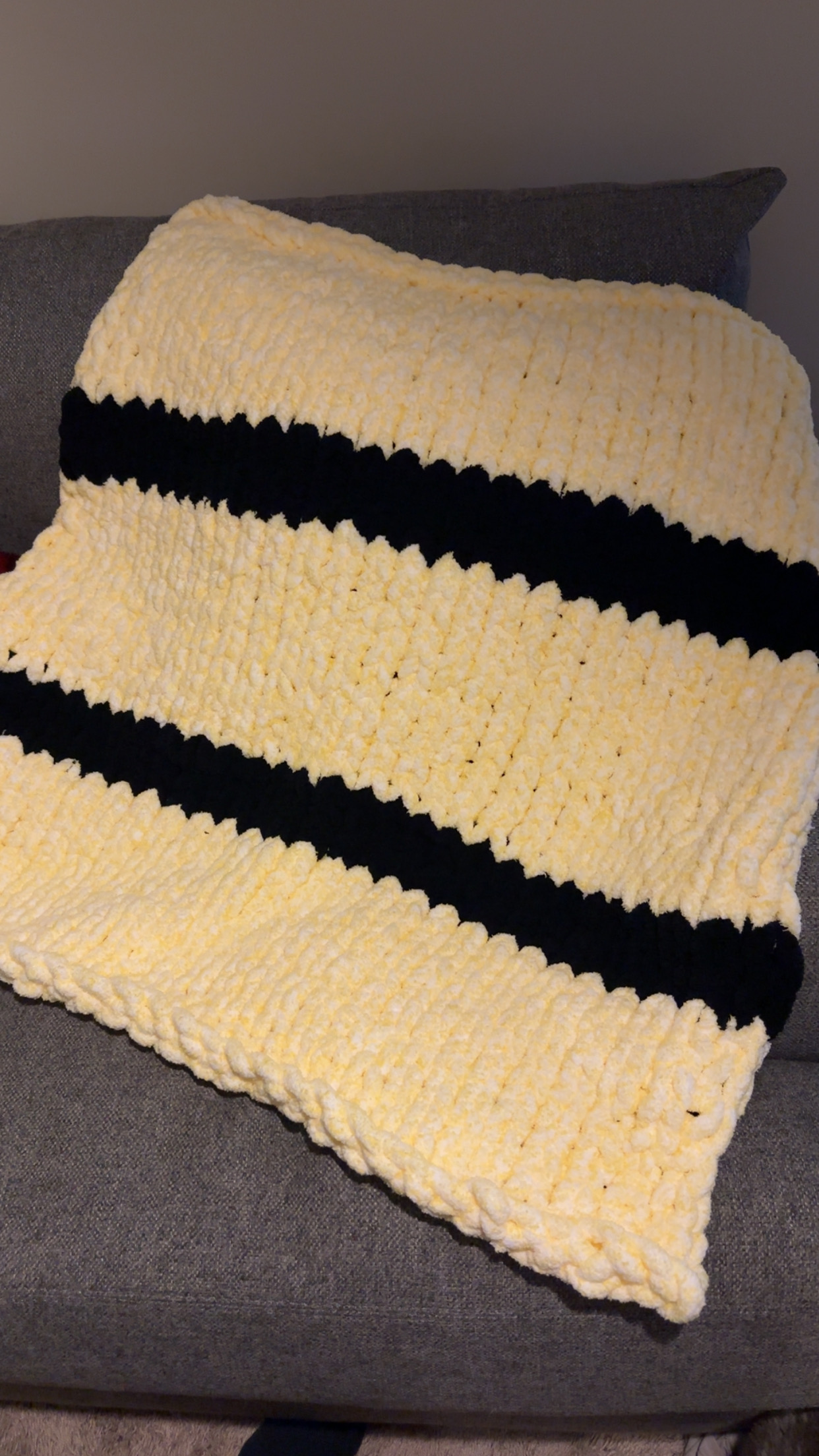 Hand-knitted Solid and Stripe Baby Blanket