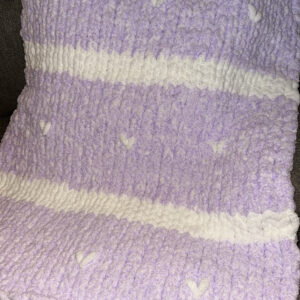Purple stripe and heart baby blanket